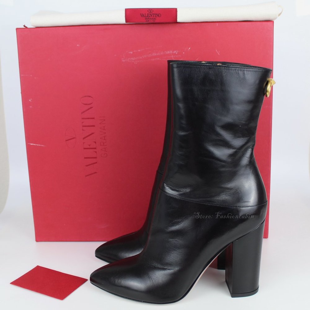 NEW VALENTINO GARAVANI Runway Ringstud Bootie, Black, EU 36.5